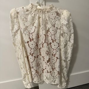 *NEW* Wayf Erika puff-sleeve lace top size S